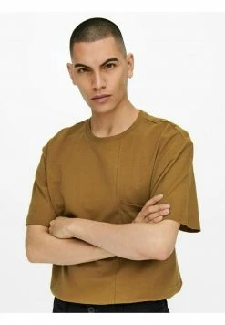 Only & Sons Herren RELAXED FIT T-Shirt Basic - Bequemes Baumwollshirt in Rubber -Only & Sons Geschäft 004ffbb947924508b6986e0f151fda79