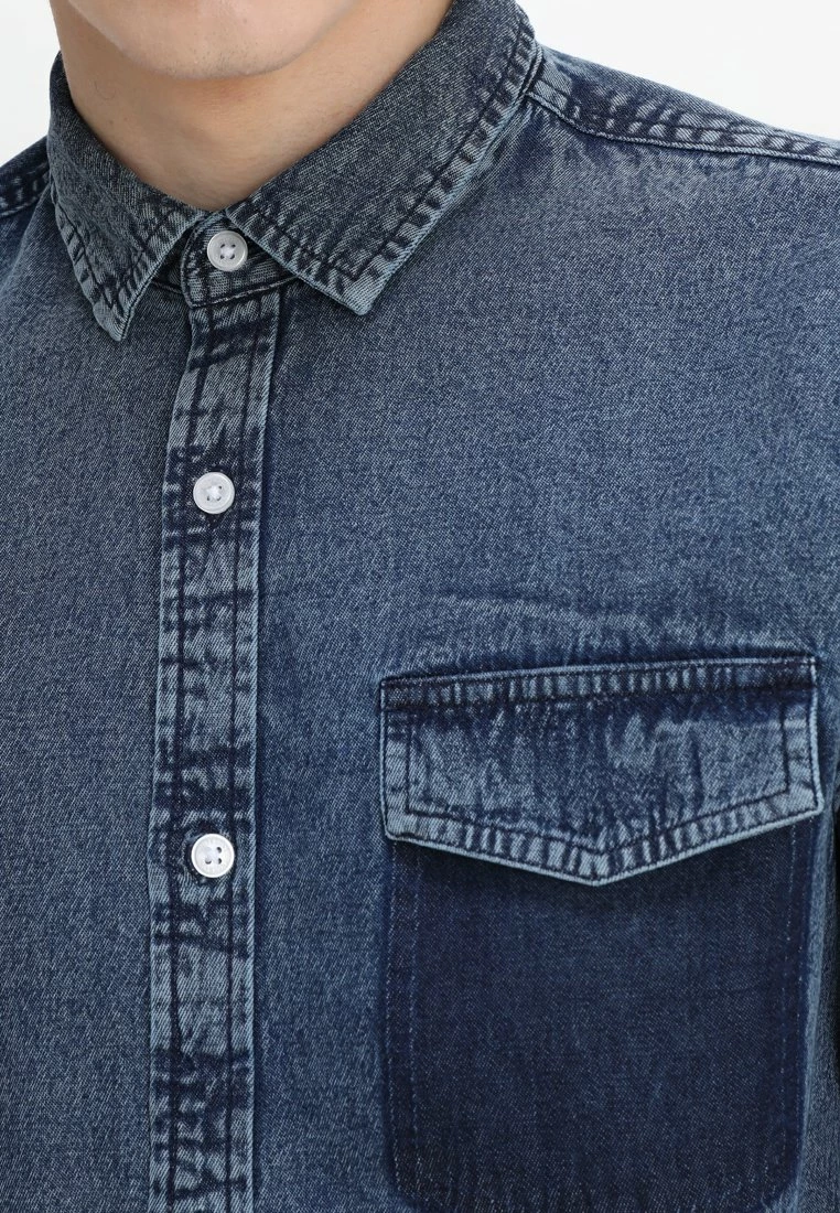 Only & Sons Herren ONSNEVILLE LS REGULAR POCKET - Hemd - Medium Blue Denim | Freizeithemden 4 Only & Sons Herren ONSNEVILLE LS REGULAR POCKET - Hemd - Medium Blue Denim | Freizeithemden – Bild 4