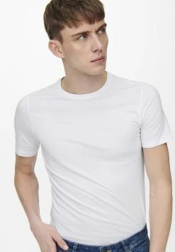 Only & Sons Herren ONSBASIC SLIM O NECK 2er Pack - Weißes Basic T-Shirt