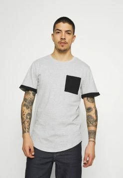 Only & Sons Herren ONSMATT LIFE LONGY CONTRAST TEE - Print T-Shirt Light Grey Melange