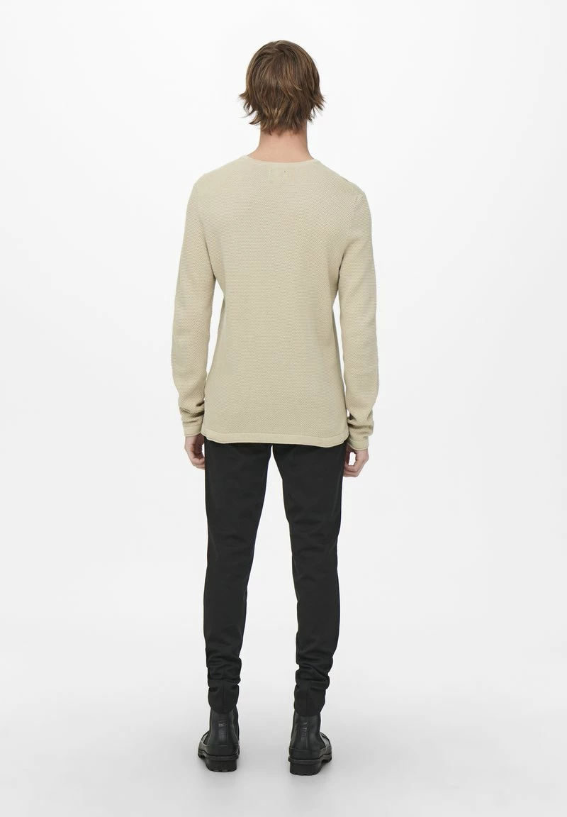Only & Sons Herren ONSPANTER LIFE CREW Strickpullover Beige - Bequemer Herrenpullover 3 Only & Sons Herren ONSPANTER LIFE CREW Strickpullover Beige - Bequemer Herrenpullover – Bild 3