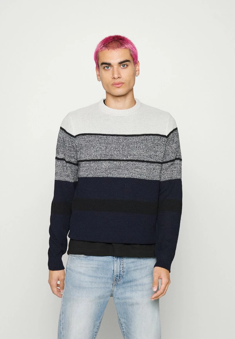Only & Sons Herren ONSHARM STRIPE BLOCK CREW - Strickpullover - Dark Navy 1 Only & Sons Herren ONSHARM STRIPE BLOCK CREW - Strickpullover - Dark Navy