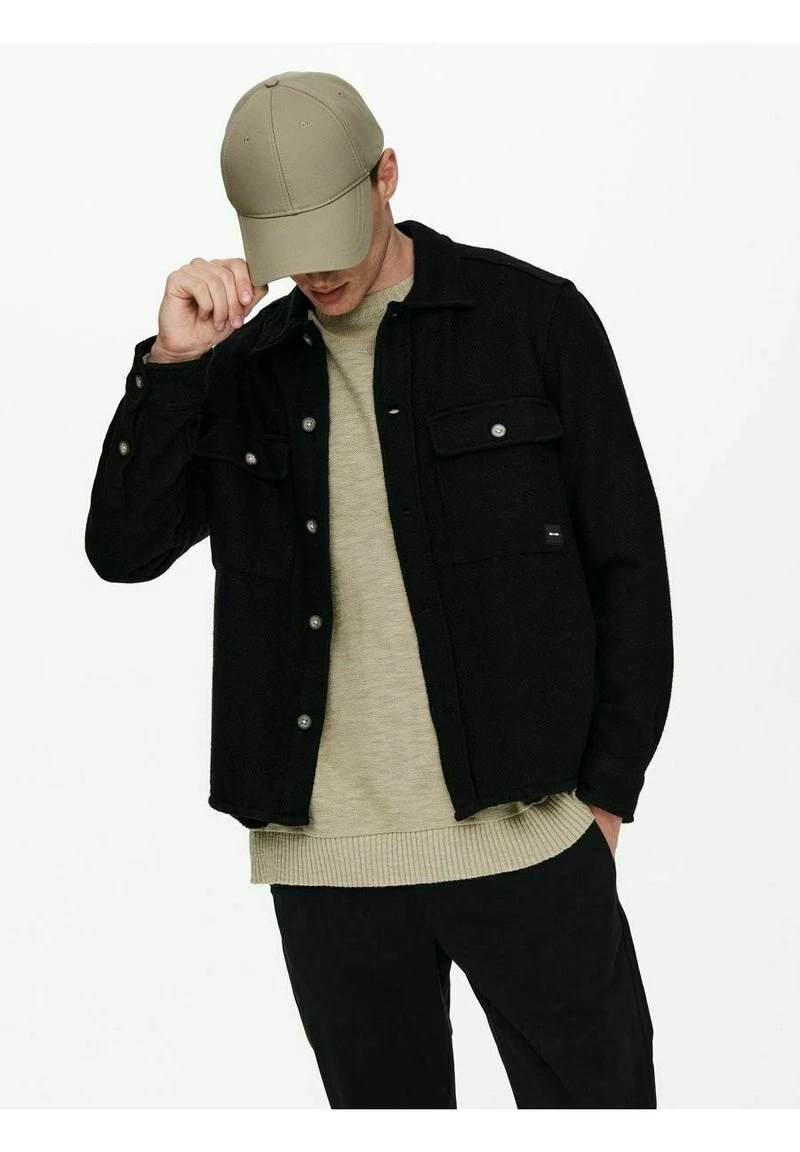 Only & Sons Herren Hemd Woll - Übergangsjacke - Black - Leichte Jacken für jeden Anlass 5 Only & Sons Herren Hemd Woll - Übergangsjacke - Black - Leichte Jacken für jeden Anlass – Bild 5