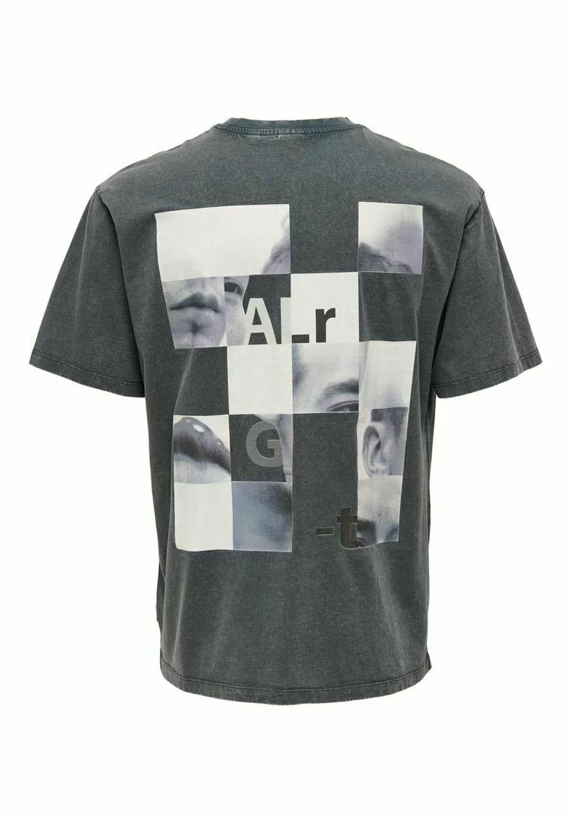 Only & Sons T-Shirt Print - Grau Pinstripe | Herren | Premium-Qualität 2 Only & Sons T-Shirt Print - Grau Pinstripe | Herren | Premium-Qualität – Bild 2