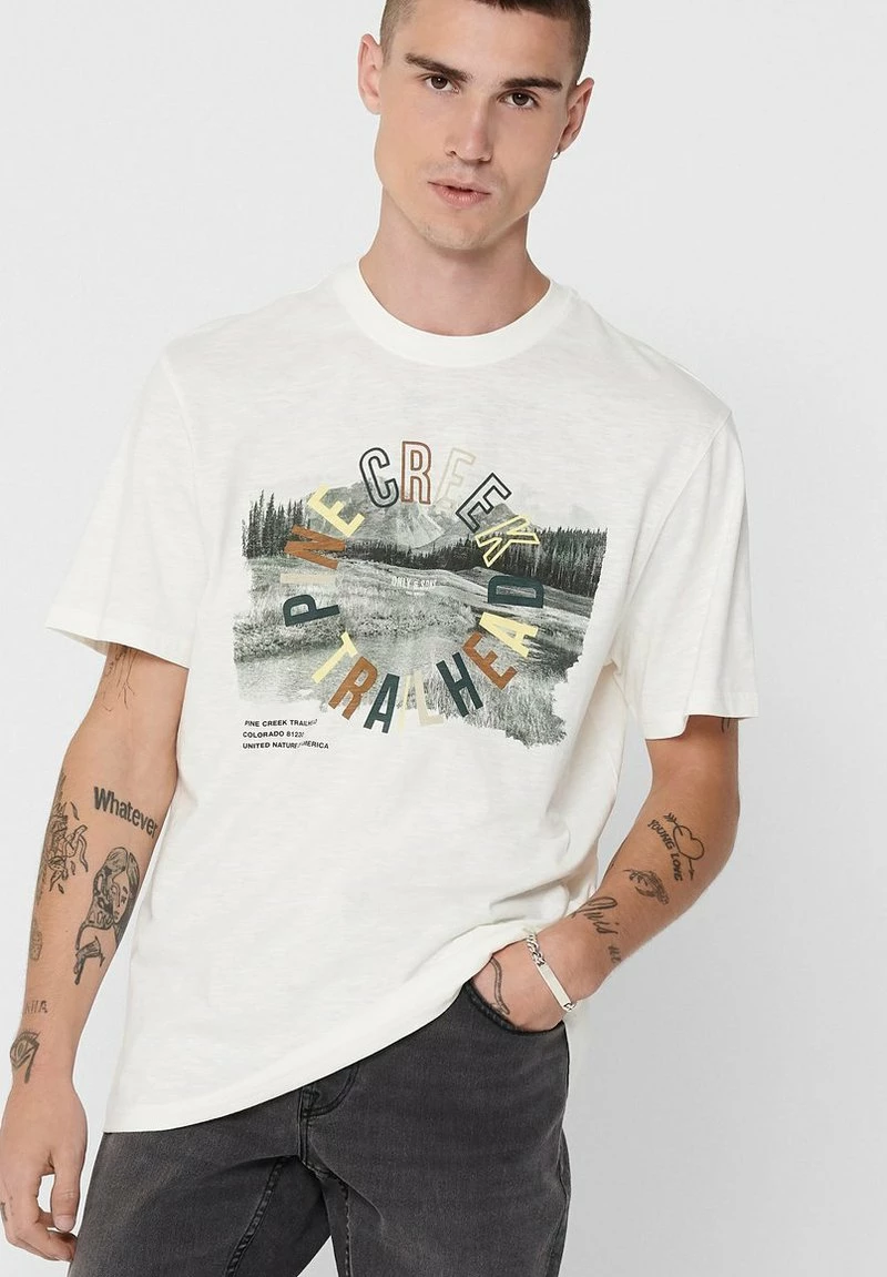 Only & Sons Herren T-Shirt Print - Cloud Dancer | Modisches Design für Herren 4 Only & Sons Herren T-Shirt Print - Cloud Dancer | Modisches Design für Herren – Bild 4