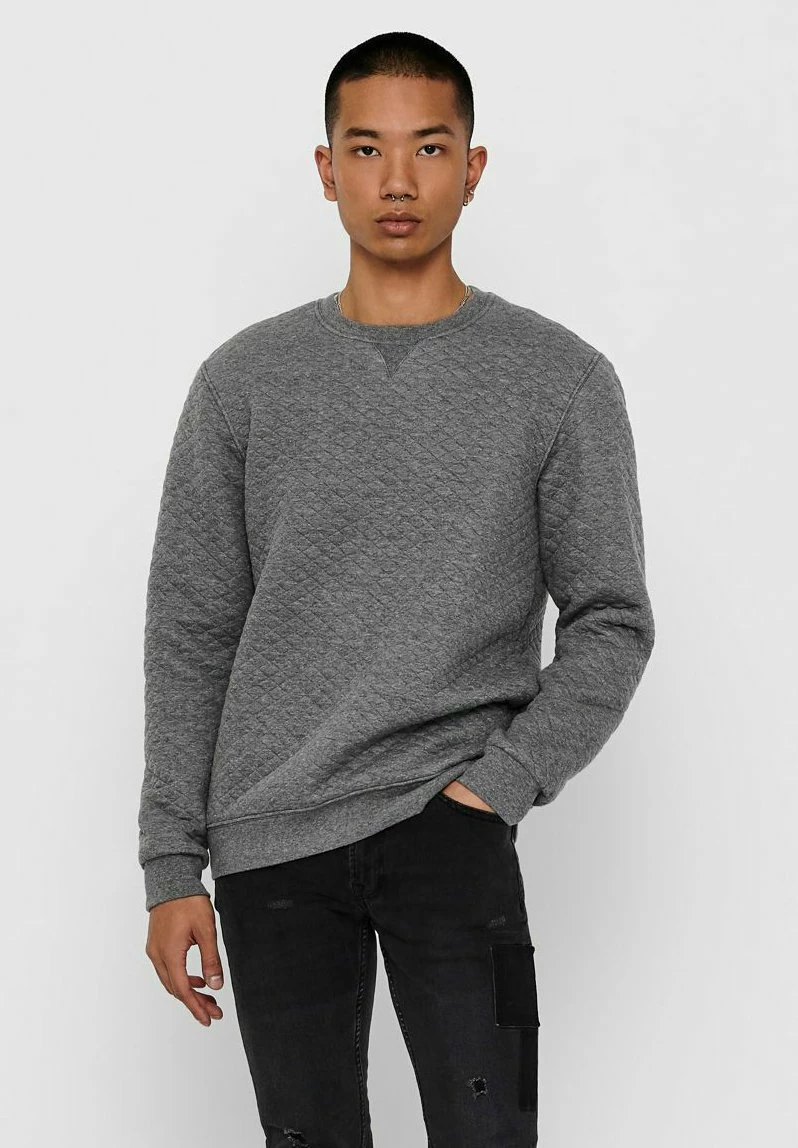 Only & Sons Herren Strickpullover - Medium Grey Melange | Bequemer Männerpullover aus Strickware 1 Only & Sons Herren Strickpullover - Medium Grey Melange | Bequemer Männerpullover aus Strickware