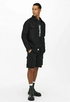 Only & Sons Einfarbiges Cargo-Hemd - Schwarz | Herren -Only & Sons Geschäft 17ea5c78dfc34dfbb5ba3ff52a5bfec2