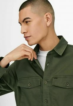 Only & Sons Herren EINFARBIGES CARGO-Hemd - Olive Night | Freizeithemd | Modisches Design -Only & Sons Geschäft 19cc371b67914535b10f413af727bbf0