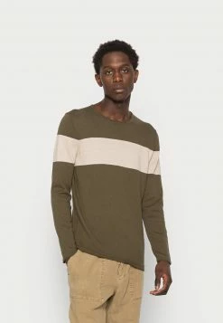 Only & Sons Herren ONSDON CREW NECK STRIPE Strickpullover Olive Night - Gemütlicher Herrenpullover