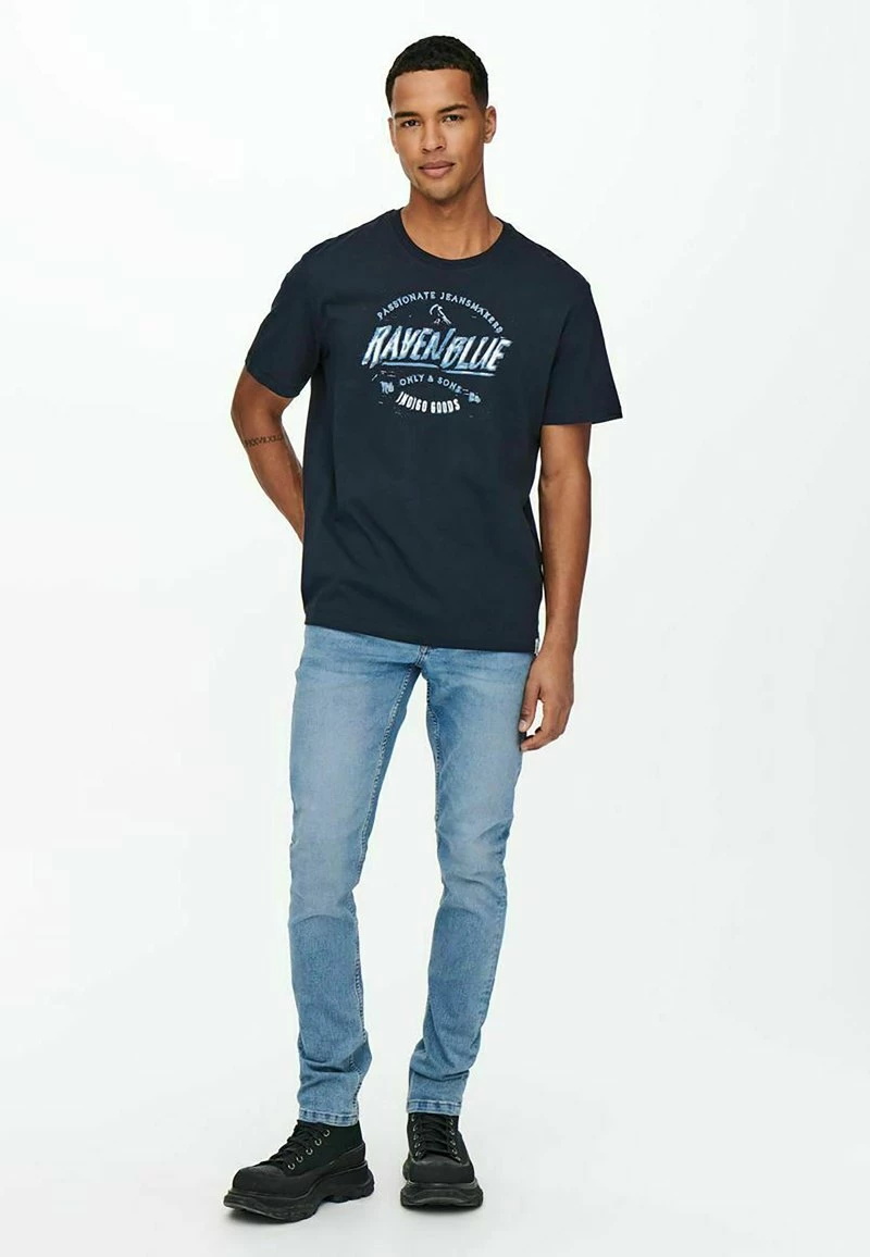 Only & Sons Herren T-Shirt mit Print - Dunkelblau | Modisches Basic 2 Only & Sons Herren T-Shirt mit Print - Dunkelblau | Modisches Basic – Bild 2