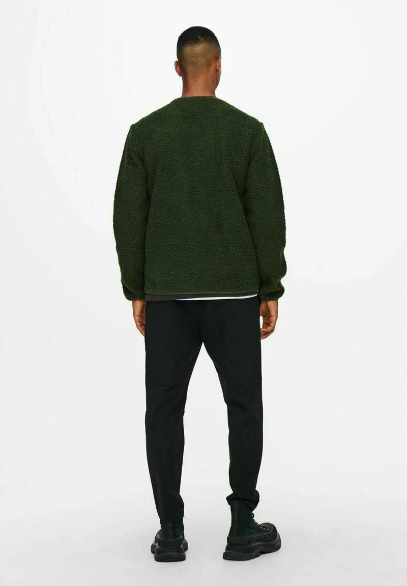 Only & Sons Herren SHERPA Fleecejacke - Olive Night - Warme und stilvolle Fleecejacke 3 Only & Sons Herren SHERPA Fleecejacke - Olive Night - Warme und stilvolle Fleecejacke – Bild 3