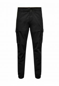 Only & Sons Herren Cargohose - Schwarze Modehose mit Utility-Taschen