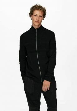 Only & Sons Herren ONSBACE Strickjacke - Schwarz | Moderne Strickware für Herren