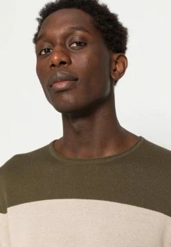 Only & Sons Herren ONSDON CREW NECK STRIPE Strickpullover Olive Night - Gemütlicher Herrenpullover -Only & Sons Geschäft 39a8b8e6ced0457abe5a3247cd4e5c83