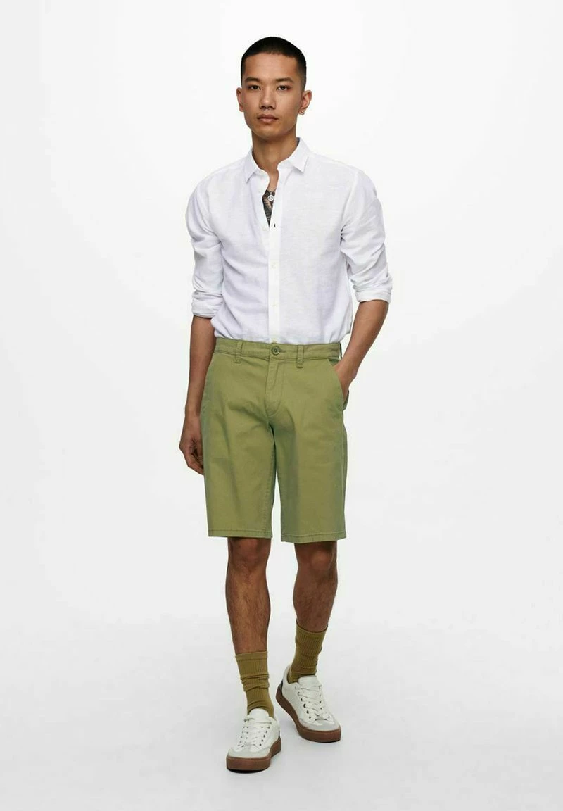 Only & Sons Herren Shorts - Martini Olive | Chino Shorts für Herren 2 Only & Sons Herren Shorts - Martini Olive | Chino Shorts für Herren – Bild 2
