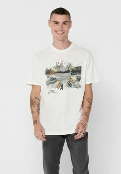 Only & Sons Herren T-Shirt Print - Cloud Dancer | Modisches Design für Herren