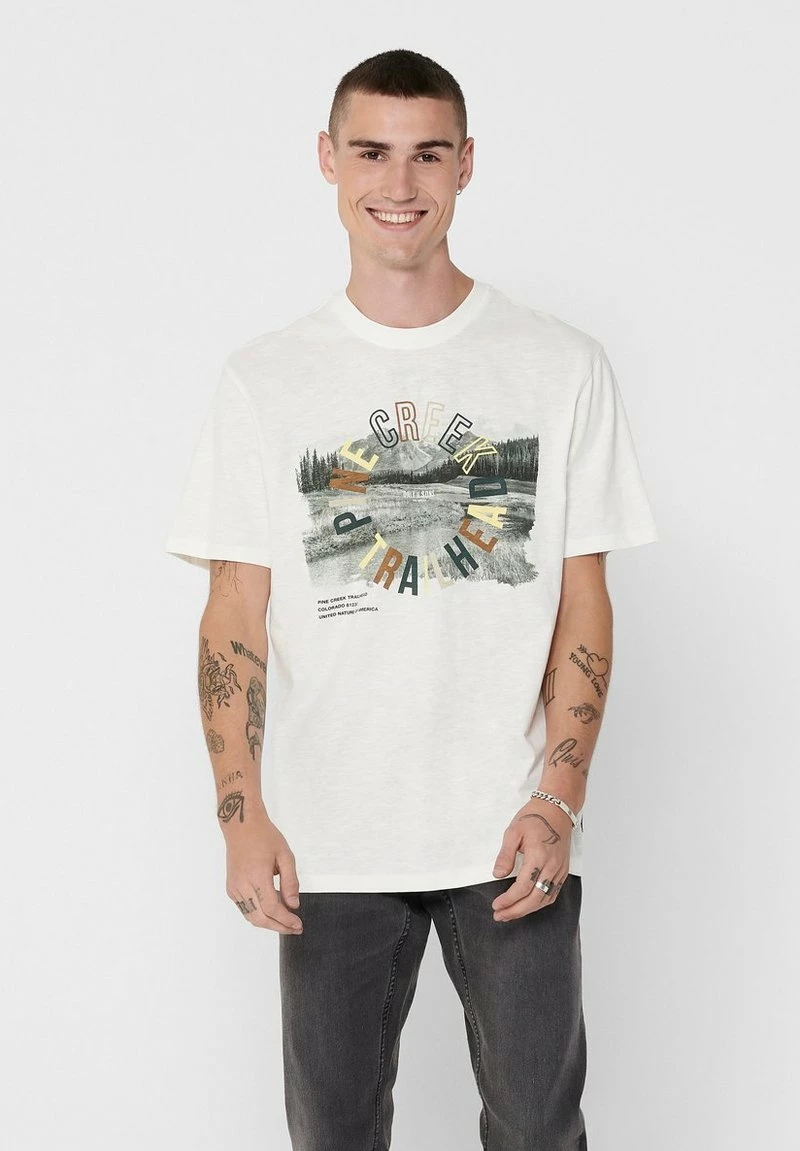 Only & Sons Herren T-Shirt Print - Cloud Dancer | Modisches Design für Herren 1 Only & Sons Herren T-Shirt Print - Cloud Dancer | Modisches Design für Herren