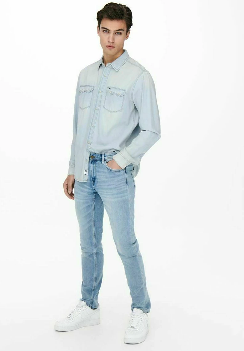 Only & Sons Herren Hemd - Blue Denim | Modisches Freizeithemd für Herren 2 Only & Sons Herren Hemd - Blue Denim | Modisches Freizeithemd für Herren – Bild 2