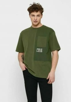 Only & Sons Herren T-Shirt Print - Olive Night | Premium Baumwolle | Modisches Design