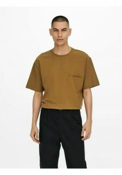 Only & Sons Herren RELAXED FIT T-Shirt Basic - Bequemes Baumwollshirt in Rubber