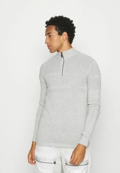 Only & Sons Herren ONSBACE Strickpullover - Light Grey Melange | Moderner Designpullover