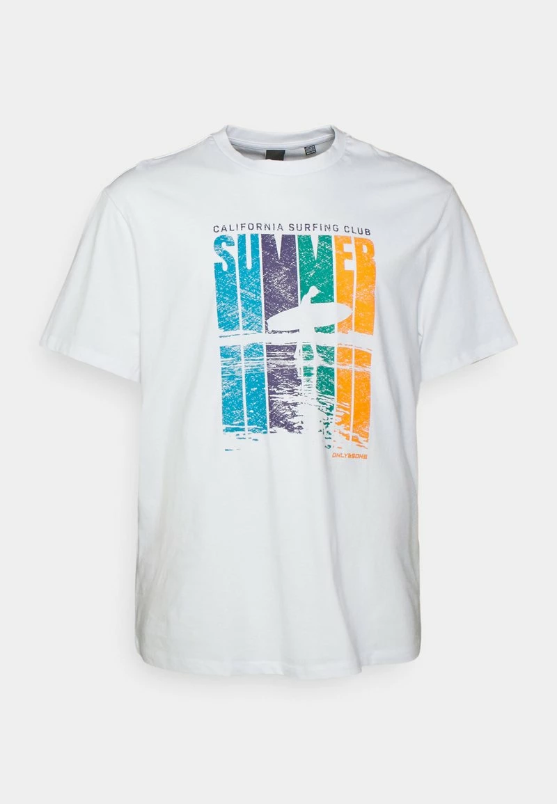 Only & Sons Herren ONSGUNTHER SURF TEE - Weißes Print-T-Shirt für Männer