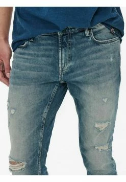 Only & Sons Herren Slim Fit Destroyed Onsloom Stretch Tapered Jeans - Blau 10 Only & Sons Herren Slim Fit Destroyed Onsloom Stretch Tapered Jeans - Blau -Only & Sons Geschäft 5ab57ad9751c4513a172068747ede97e