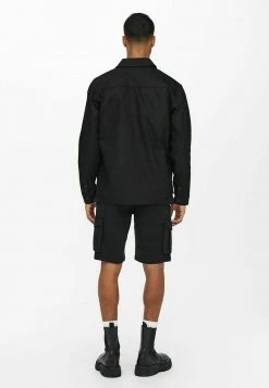 Only & Sons Einfarbiges Cargo-Hemd - Schwarz | Herren -Only & Sons Geschäft 5b4bb2ec9b024d94afb63bb92dc79d60