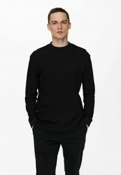 Only & Sons Herren Langarmshirt - Schwarz - Modernes Basic für Casual Looks