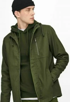 Only & Sons Herren Leichte Jacke - Olive Night | Leichte Outdoor-Jacke für Männer -Only & Sons Geschäft 5ebddd98856940328c8b00bdbb2ec47f