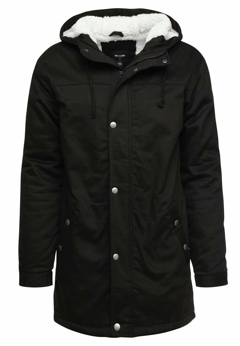 Only & Sons Herren ONSALEX Parka - Eleganter Wintermantel in Schwarz 2 Only & Sons Herren ONSALEX Parka - Eleganter Wintermantel in Schwarz – Bild 2