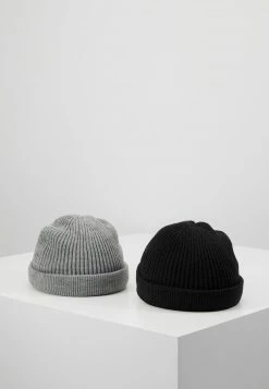 Only & Sons Unisex ONSSHORT BEANIE 2 PACK - Mütze - Black/Grey Melange | Modische und warme Strickmützen