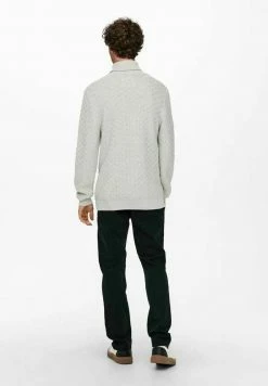 Only & Sons Herren Strickpullover - Light Grey Melange | Stilvoller Pullover für Herren -Only & Sons Geschäft 685270c838f54f868c953d19b4387f40