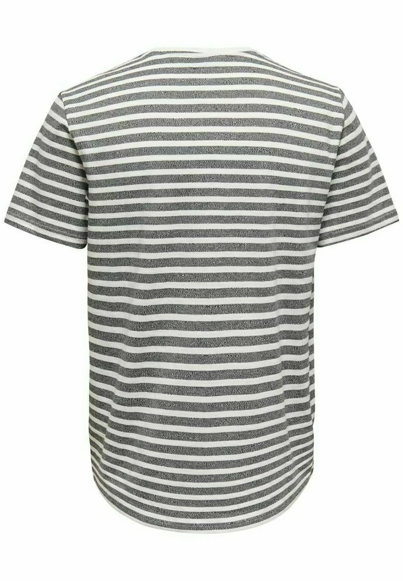 Only & Sons Herren T-Shirt - Gestreiftes Design mit Print in Star White 5 Only & Sons Herren T-Shirt - Gestreiftes Design mit Print in Star White – Bild 5