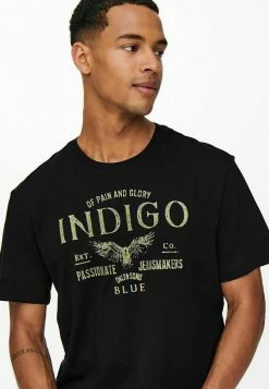 Herren ONLY & SONS PRINT - T-Shirt Print - Schwarz -Only & Sons Geschäft 6925fbce193e40dcb49396e706c9934e