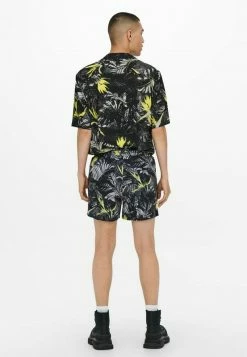 Only & Sons Herren GEMUSTERTE Badeshorts - Schwarz - Moderne Bademode für jeden Anlass -Only & Sons Geschäft 6967cae9d97843bb9f6d657354178fda