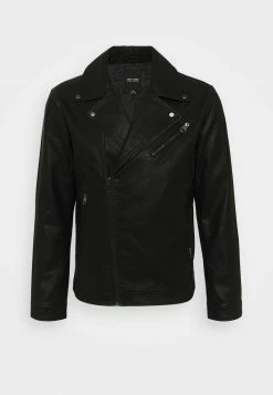 Only & Sons ONSAKSEL Biker Jacke - Kunstlederjacke in Schwarz für Herren -Only & Sons Geschäft 6a271ca58f9641f992626ee9ffb56b06