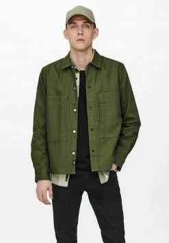 Only & Sons WORKWEAR Hemd Olive Night | Herren Freizeithemd | Modisches Herrenhemd