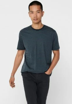 Only & Sons Herren SLIM FIT T-Shirt Basic - Dark Navy | Hochwertiges Baumwollshirt | Moderne Passform