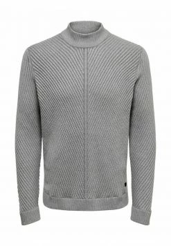 Only & Sons STRUKTUR Strickpullover - Dark Grey Melange - Herren - Moderner & Stylischer Pullover
