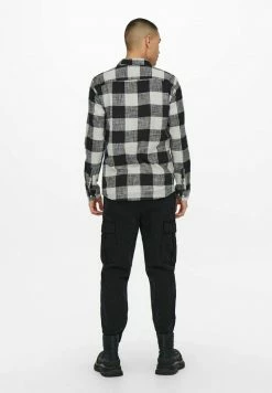 Only & Sons Herren ONSARN LS SLUB CHECK SHIRT - Klassisches Hemd in Schwarz -Only & Sons Geschäft 75c3afd53dd745c79c9379569ddcdcf4