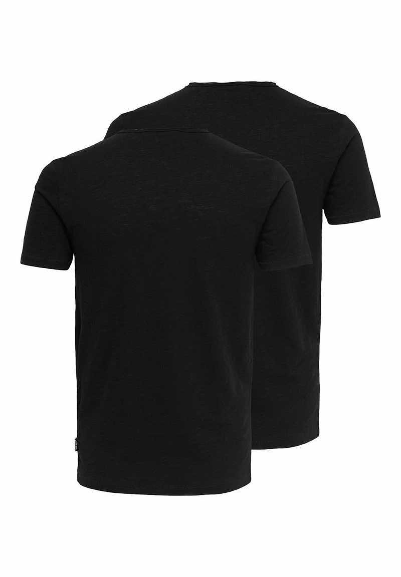 Only & Sons Herren Basic T-Shirt 2er Pack - Schwarz - Hochwertige Baumwolle - Vielseitig & Bequem 2 Only & Sons Herren Basic T-Shirt 2er Pack - Schwarz - Hochwertige Baumwolle - Vielseitig & Bequem – Bild 2