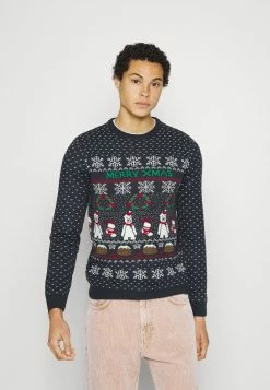 Only & Sons Herren CREW JAQUARD Strickpullover - Dark Navy | Hochwertiger Herrenpullover