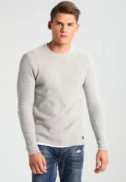 Only & Sons ONSDAN Strickpullover Light Grey Melange | Eleganter Crew Neck Herrenpullover