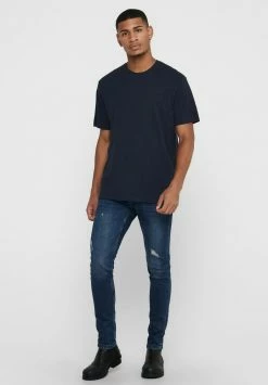 Only & Sons Herren T-Shirt Basic - Midnight Navy | Klassisches Basic-Shirt für jeden Anlass