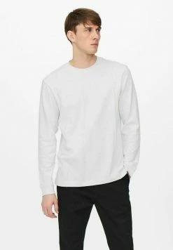Only & Sons Herren Langarmshirt - Bright White | Premium Baumwolle | Modisches Basic Shirt