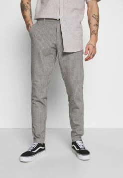 Only & Sons Herren ONSMARK PANT STRIPE - Stoffhose in Light Grey Melange - Elegante Anzughose