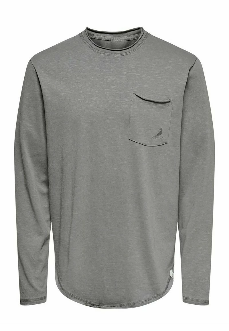 Only & Sons Herren Langarmshirt - Medium Grey Melange | Bequemes Basic-Shirt für jeden Anlass 5 Only & Sons Herren Langarmshirt - Medium Grey Melange | Bequemes Basic-Shirt für jeden Anlass – Bild 5