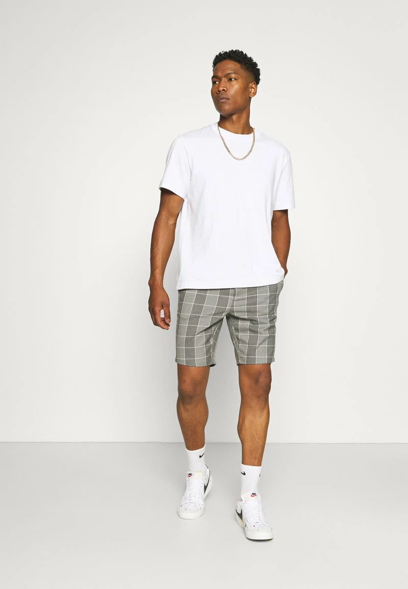 Only & Sons Herren ONSLINUS CHECK - Kurze Chino Shorts in Mittelgrau Melange 2 Only & Sons Herren ONSLINUS CHECK - Kurze Chino Shorts in Mittelgrau Melange – Bild 2