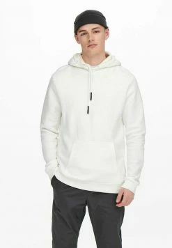 Only & Sons Herren ONSCERES LIFE Kapuzenpullover - Cloud Dancer | Sweatshirt mit Kapuze | Bequemer Hoodie für Herren